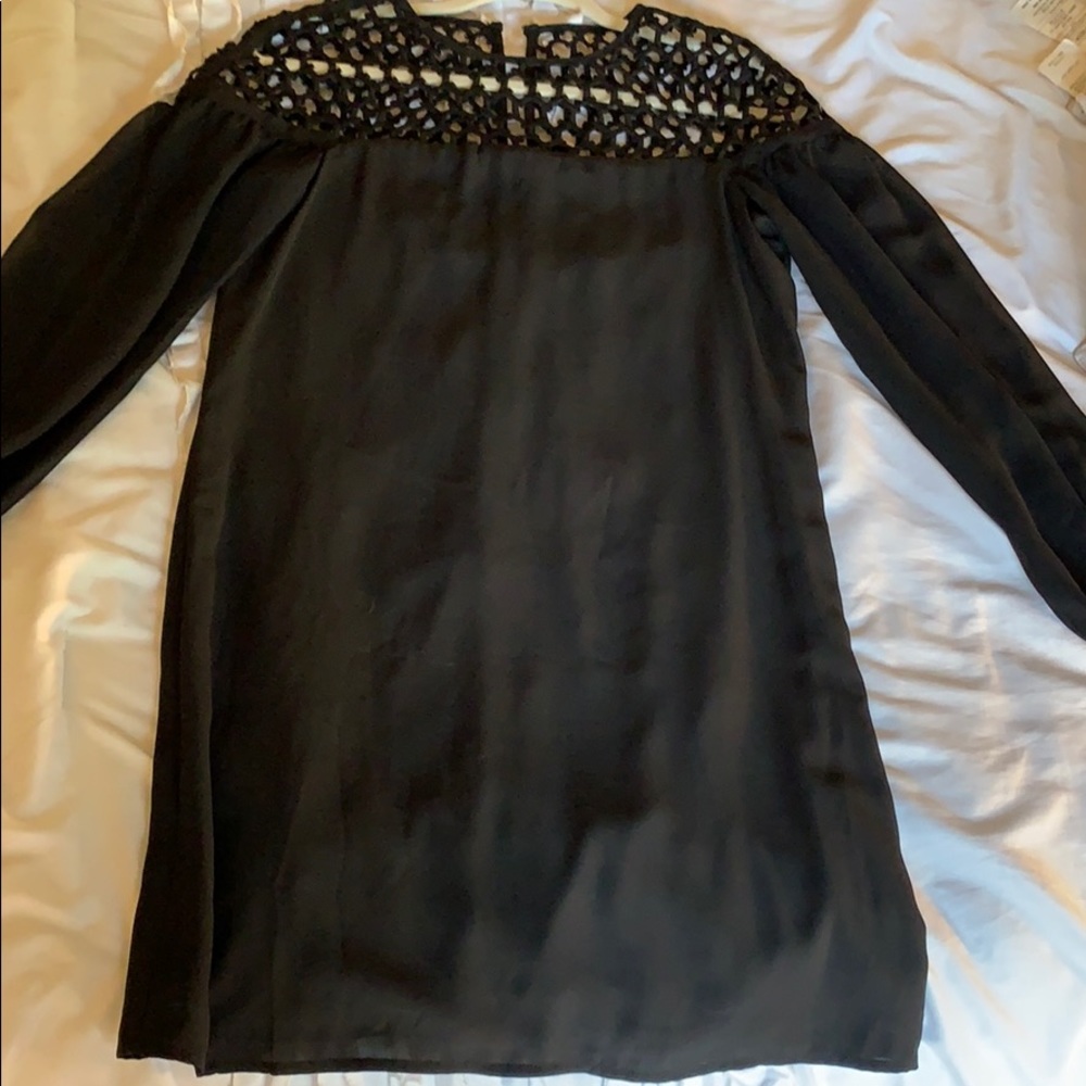 Long sleeve black mini dress